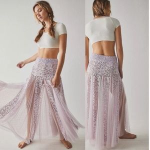 NWT Free People a day out half slip skirt $88 XS Sheer lace fairycore SOLD-OUT